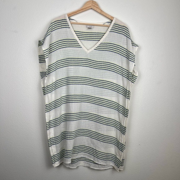 J. Crew Tops - JCrew Tunic Womens Small Blue Yellow White Striped Oversized Beach Breezy Preppy